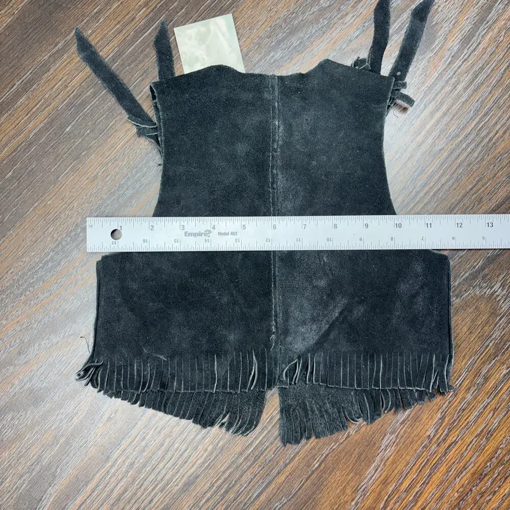 Vintage Deadstock Western Leather Set Craighead Co Kids Small Chaps Vest Cowboy